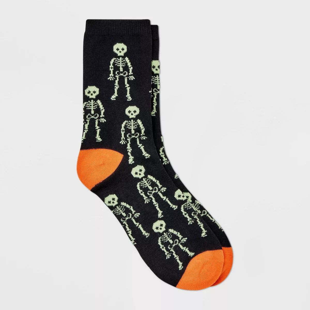 Women's Glow-In-The-Dark Skeleton Halloween Crew Socks - Hyde & EEK! Boutique™ Black 4-10 | Target