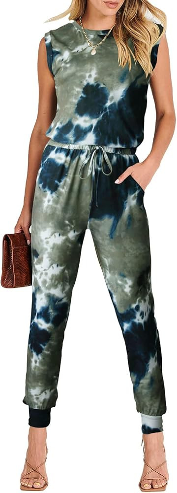 ANRABESS Women's Sleeveless Jumpsuits, Stretchy Crewneck Casual Romper, Dressy One Piece Outfit S... | Amazon (US)