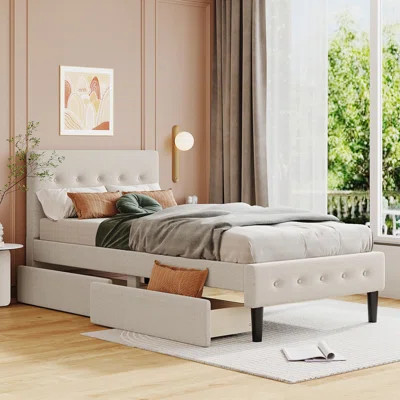 Upholstered Platform Bed with 2 Drawers | Wayfair North America