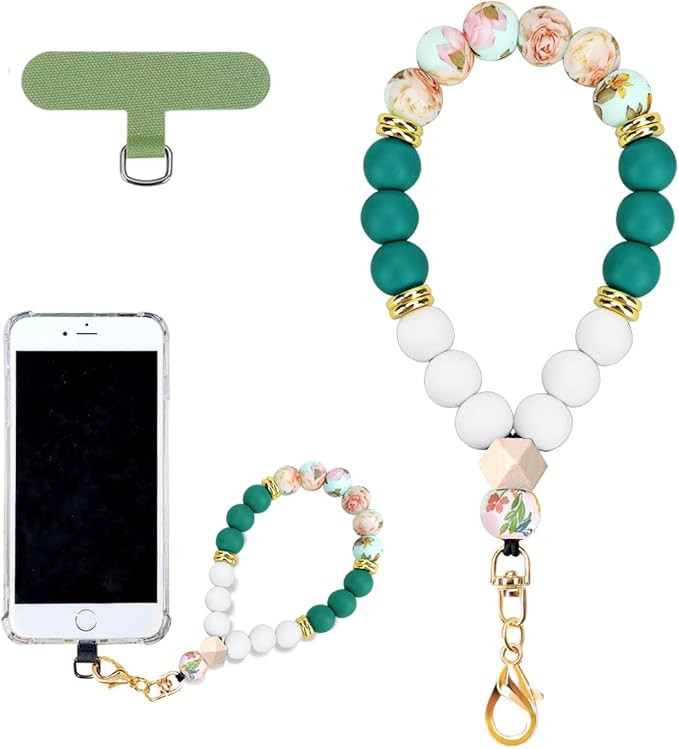 VICHUNHO Marble Silicone Beaded Phone Wrist Strap, Cellphone Lanyard with Tether Tab, Elastic Han... | Amazon (US)