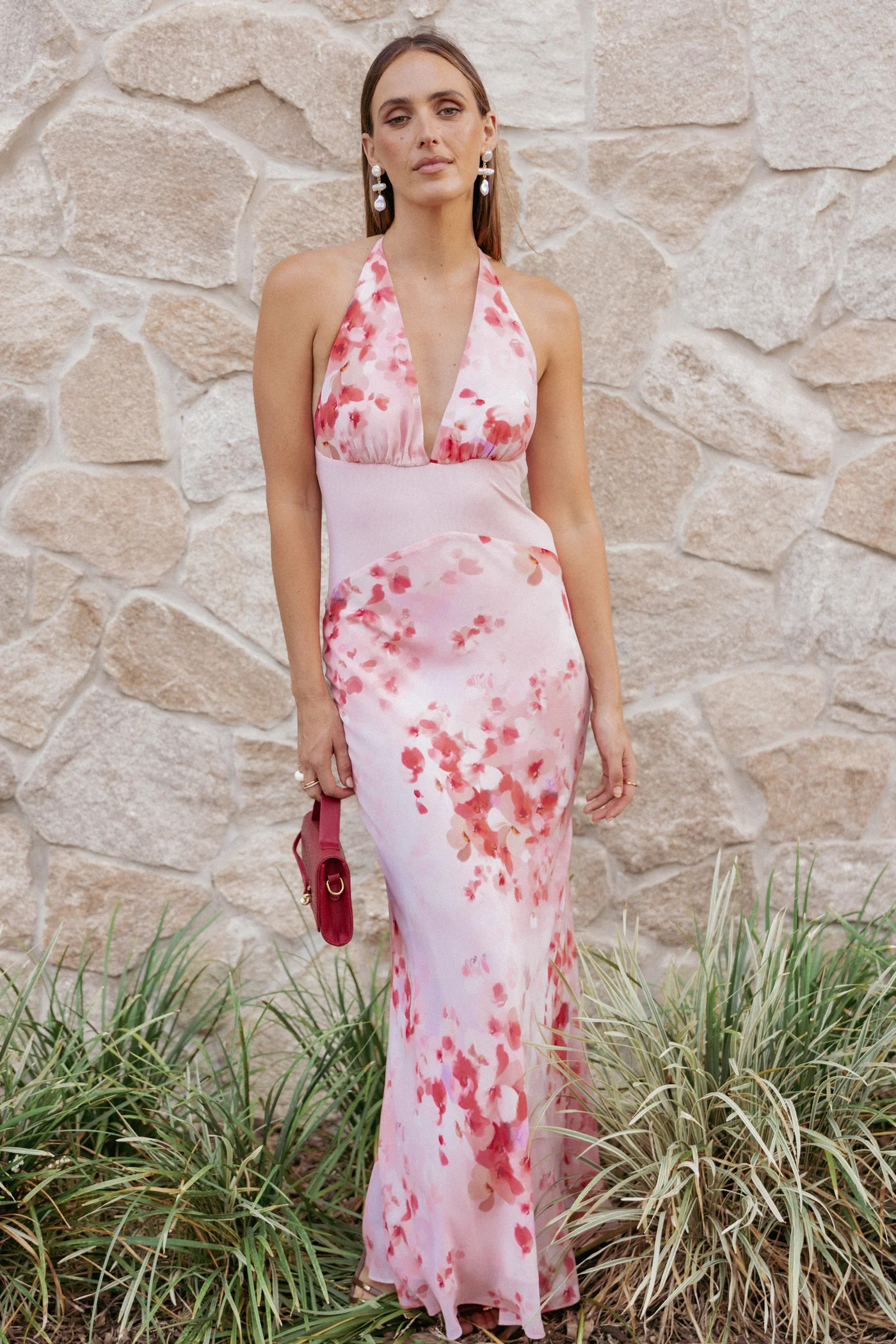 Gwyneth Halterneck Maxi Dress - Pink Floral | Petal & Pup (US)