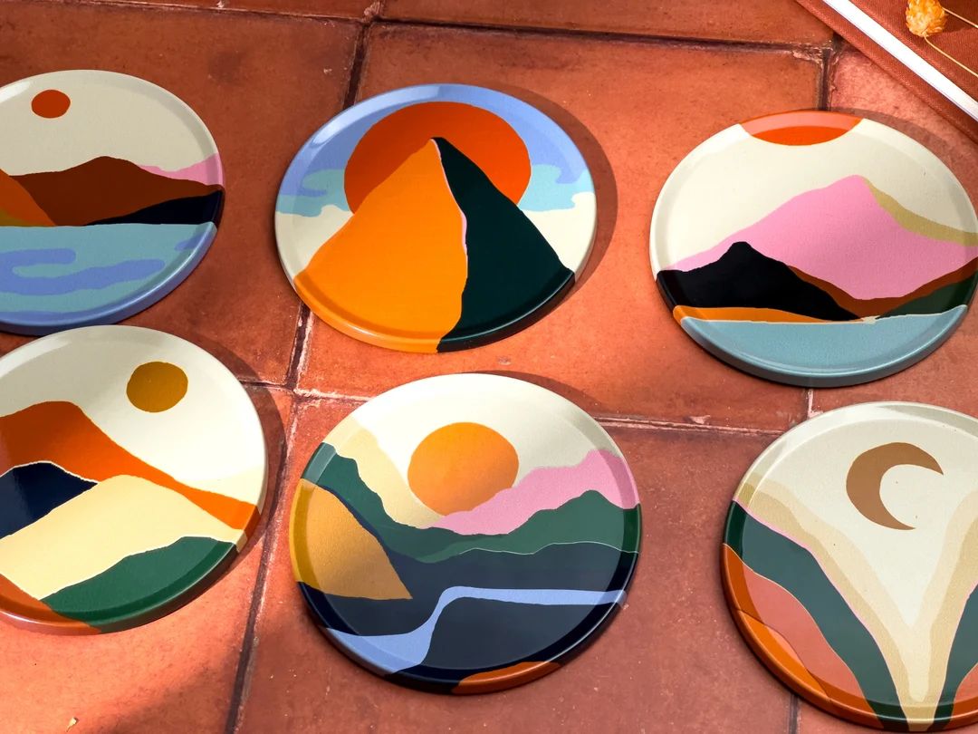 Coasters Boho Coasters Set of 6 Drink Coasters Art - Etsy | Etsy (US)