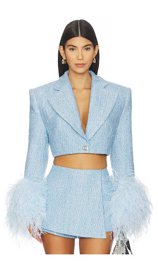 Kacey Cropped Blazer in Powder Blue | Revolve Clothing (Global)