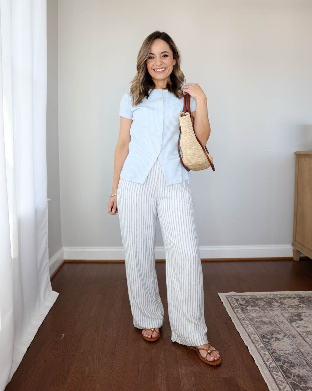 Budget-friendly Old Navy tops for petites!

Outfit 1:
Blue top (Old Navy): petite xs
Linen blend pants (Abercrombie): xxs short - size up if in between sizes, they shrink in the wash. 28” inseam in short
Straw bag (Sezane)
Sandals (DV): true to size

Outfit 2:
Crochet top (Old Navy): petite xs
Camisole (Kohl's): small 
Checkered shorts (LOFT): petite xxs
Straw bag (Sezane)
Sandals (DV): true to size

Outfit 3:
Red top (Old Navy): xxs
Linen shorts (Quince): 0 - fully lined
Straw bag (Sezane)
Sandals (DV): true to size

My measurements for reference: I’m 4’10” and 105lbs. My bust, waist, and hip measurement is 32”, 24”, and 36”.

#LTKSeasonal #LTKSaleAlert #LTKPetite