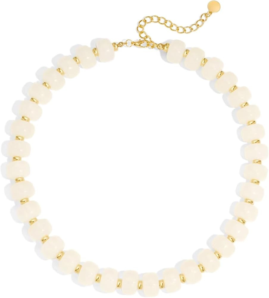 Colorful Beaded Necklace for Women Unique Resin Beads Choker Necklaces Boho Statement Chunky Neck... | Amazon (US)