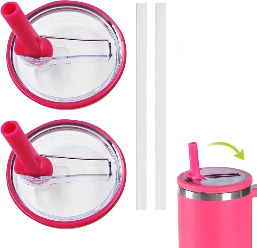 2 Pack 40 oz Tumbler Flip Straw Lid Replacement fit for Stanley Quencher, Reusable Tumbler Cover,... | Amazon (US)