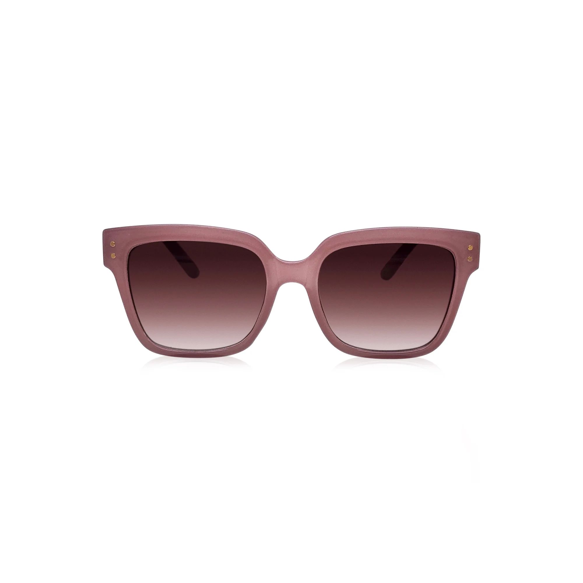 Time and Tru Women's Park Lane Milky Pink Plastic Square Sunglasses with Brown Tinted Lenses and ... | Walmart (US)