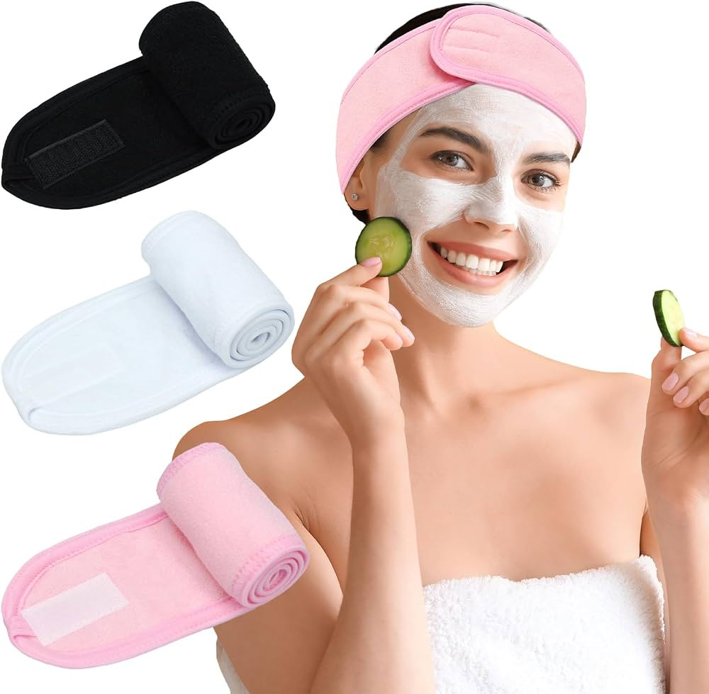 3 Pack Facial Spa Headband for Women - Adjustable, Non-Slip Terry Cloth Headband for Washing Face... | Amazon (US)