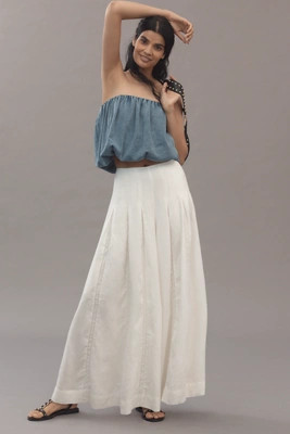 By Anthropologie Linen Blend Pleated Wide-Leg Pants | Anthropologie (US)