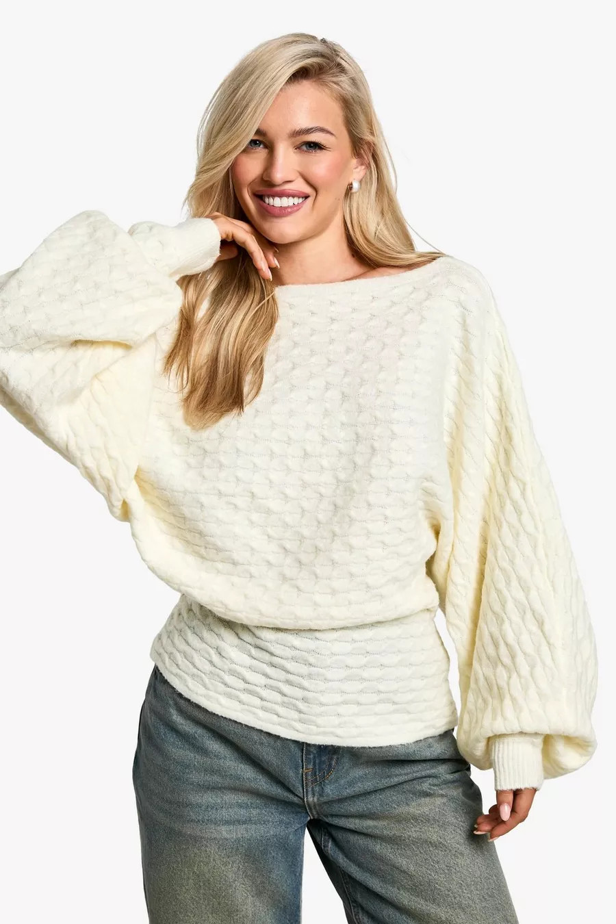 Soft Cable Twist Back Detail Knitted Jumper | boohoo (US & Canada)