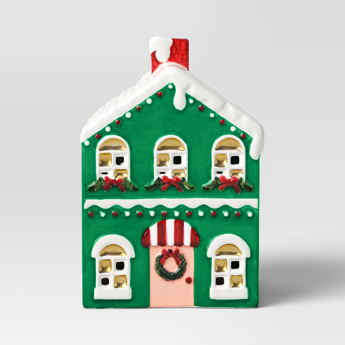 Christmas Earthenware Painted Decorative LED House Green - Threshold™ | Target