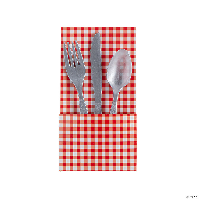 Red Gingham Cutlery Holders - 12 Pc. | Oriental Trading Company