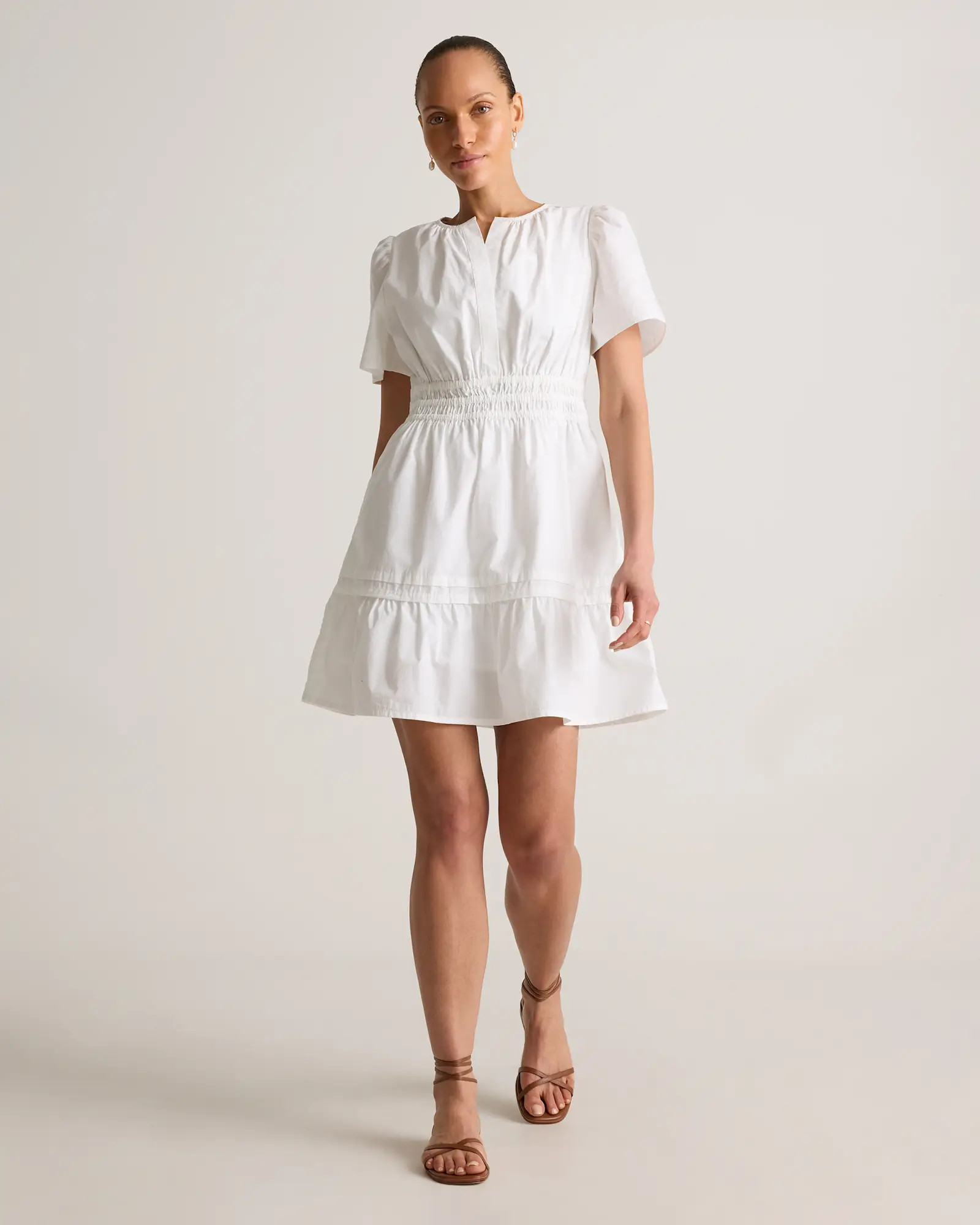 100% Organic Cotton Poplin Tiered Mini Dress | Quince
