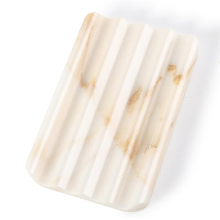 Koville Natural Marble Soap Dish for Bathroom Shower, White Gold Marble Soap Tray for Bathroom, S... | Amazon (US)