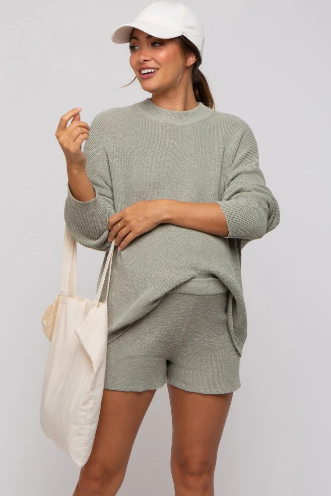Sage Sweater and Short Maternity Set | PinkBlush Maternity