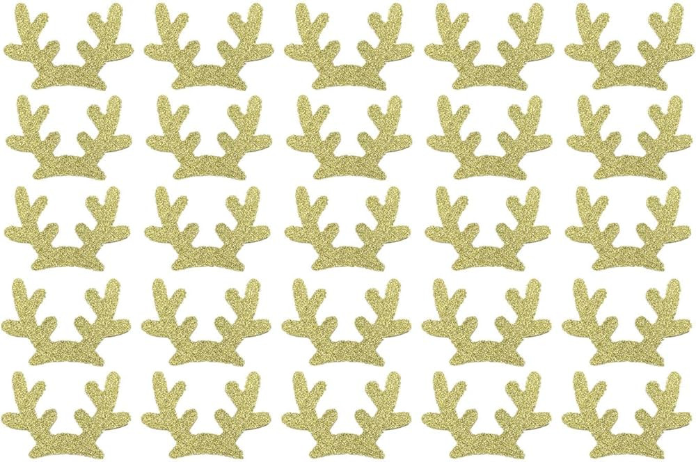 25 Pack Glitter Reindeer Antlers Felt Applique Kits Santa's Elk Antlers Felt Patches Sheets for D... | Amazon (US)