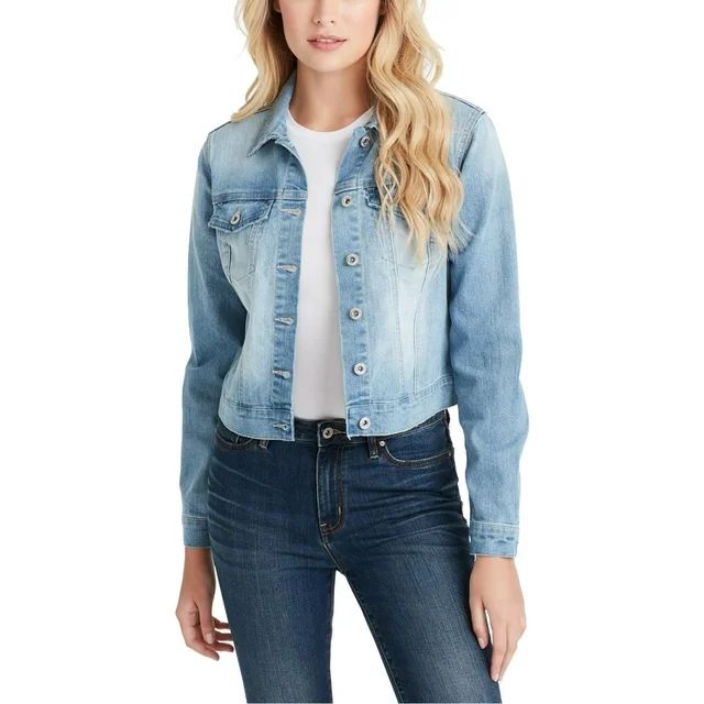 Jessica Simpson Women's and Women's Plus Uptown Jean Cropped Denim Jacket | Walmart (US)