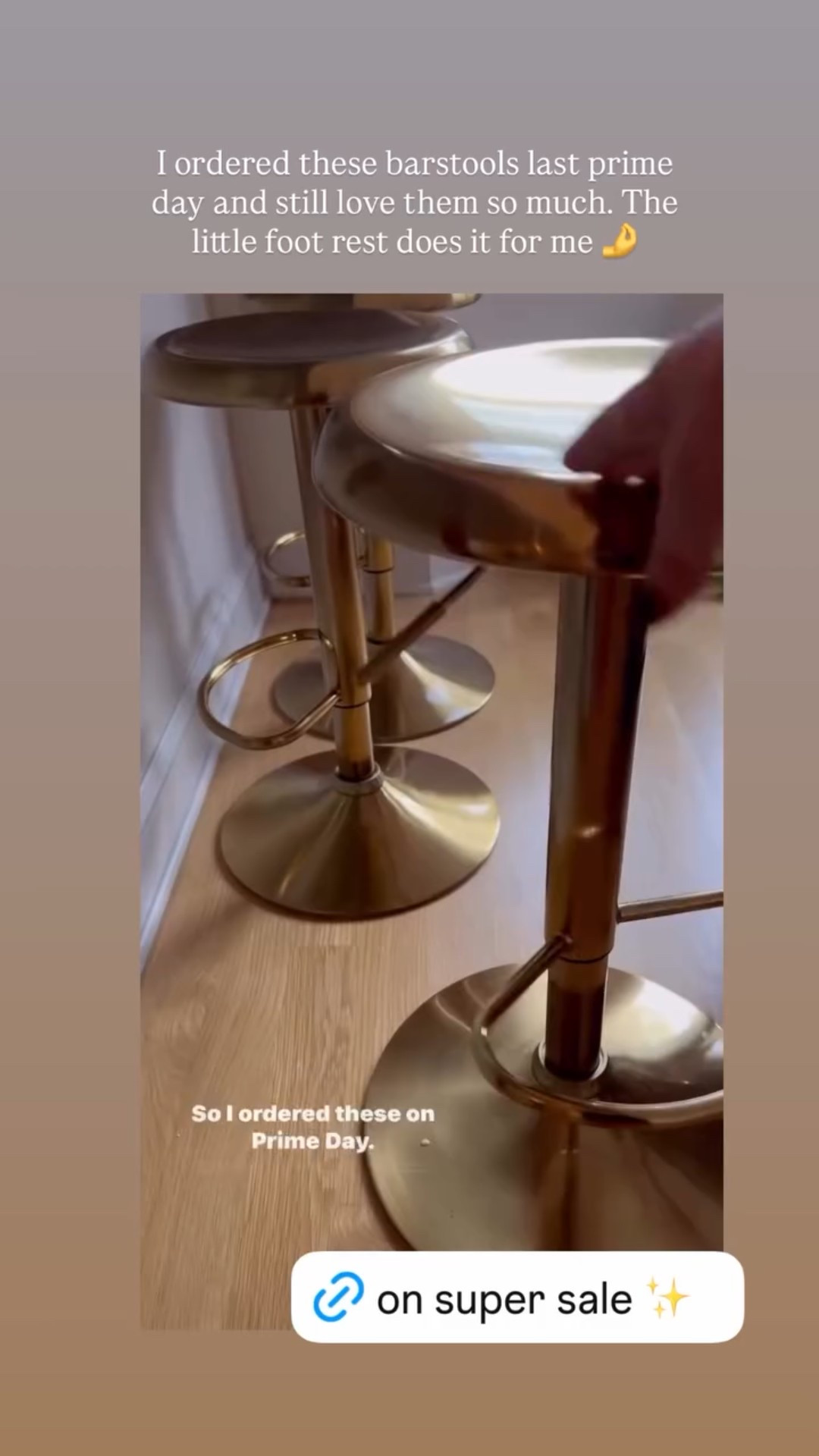 I ordered these barstools last prime day and still love them so much. The little foot rest does it for me 🤌