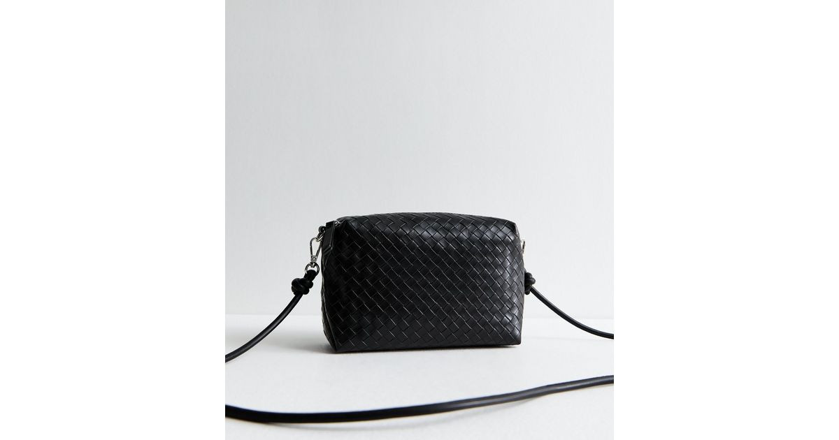 Black Woven Leather Look Crossbody Bag | New Look | New Look (UK)