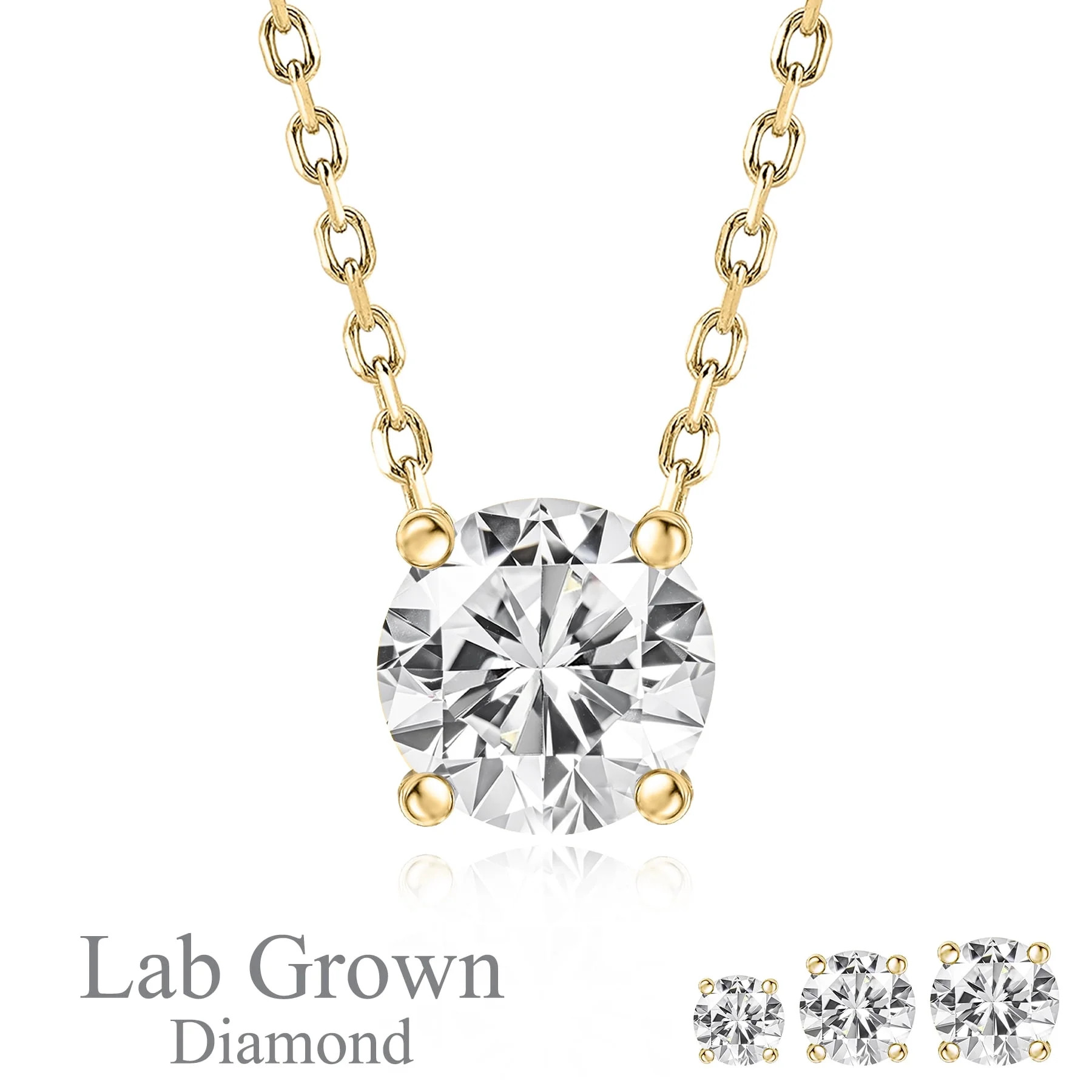 JeenMata Lab Grown Diamond 0.50 Carat Round Cut Classic Solitaire Pendant Necklace - in 18K Yello... | Walmart (US)