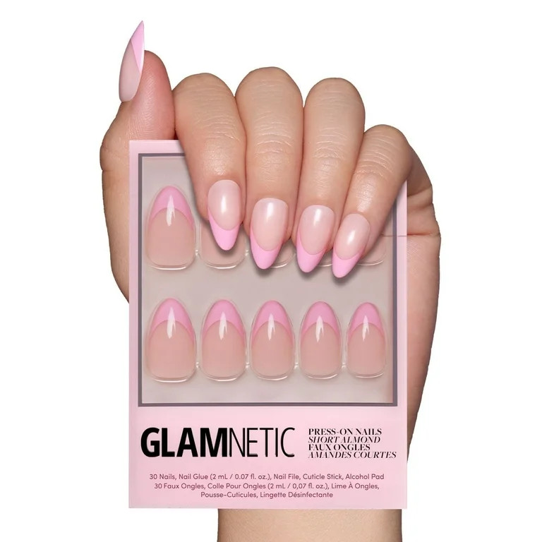 Glamnetic Press-On Nails – Pink Macaron | Pink French Tip Short Nails, " Salon Quality" , 30 Co... | Walmart (US)