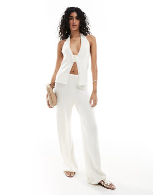 4th & Reckless maribel fine gauge knit beach top co-ord in ecru | ASOS (Global)