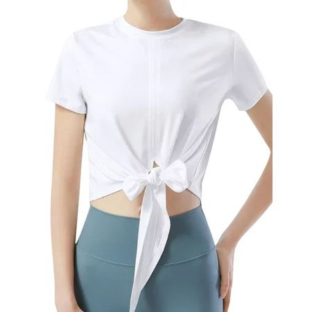 YouLoveIt Women s Activewear Sports T-Shirt Plus Size Short Sleeve Yoga Tops Twist Tank Top Solid Sh | Walmart (US)