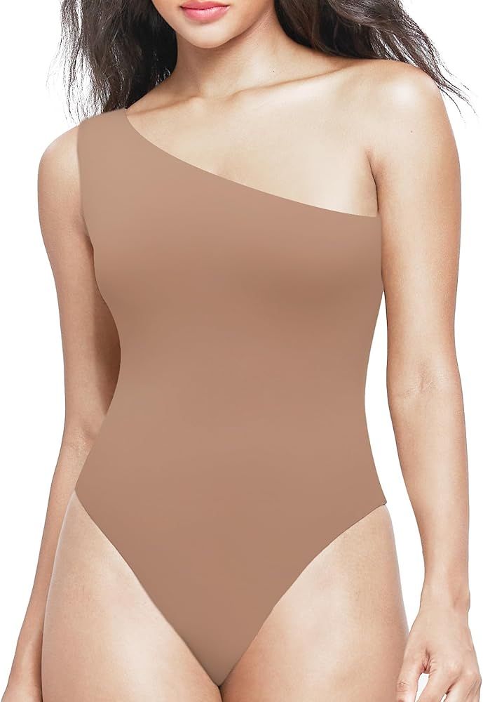 NEWVISISTER Women's Sexy One Shoulder Sleeveless Bodysuit Tank Tops Refined Collection | Amazon (US)