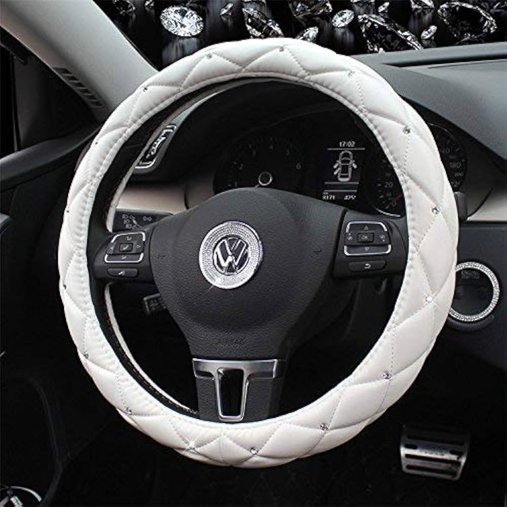 Follicomfy Comfort Leather Auto Car Steering Wheel Cover,Anti Slip Universal 15 Inch Diamond&Crow... | Amazon (US)