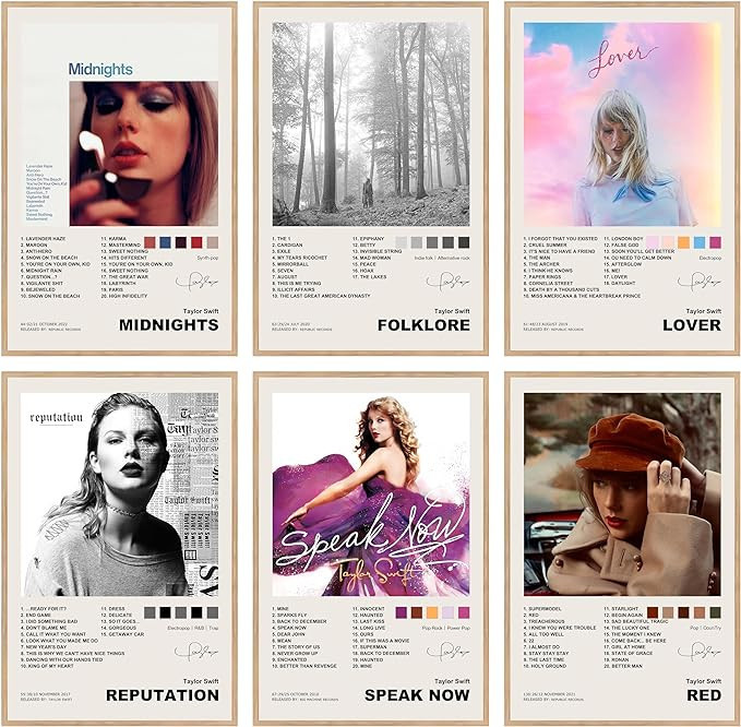 giodo Taylor Music Swift Midnight Poster Limited Edition Signed Poster Cover Canvas Poster (Set o... | Amazon (US)