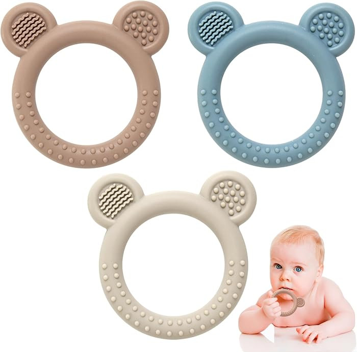 3 Pack Silicone Teethers for Babies 3M+ BPA Free | Amazon (US)