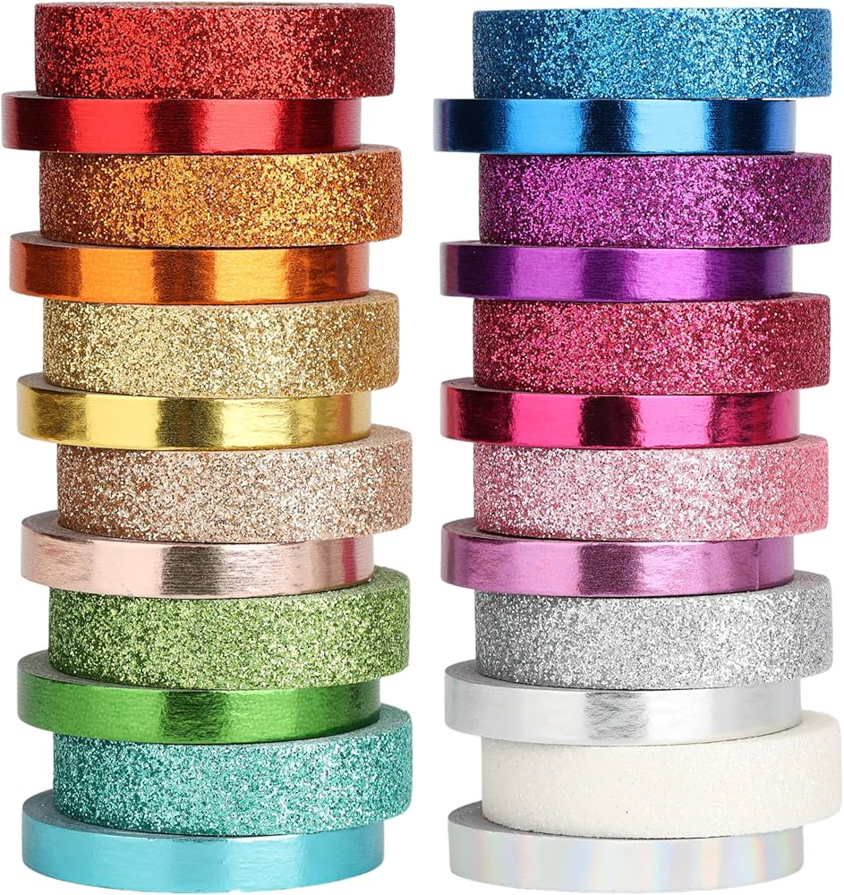 Mr. Pen- Glitter Washi Tape Set, 24 Rolls, 6mm/10mm, Thin Metallic Decorative Tape Set for Bullet... | Amazon (US)