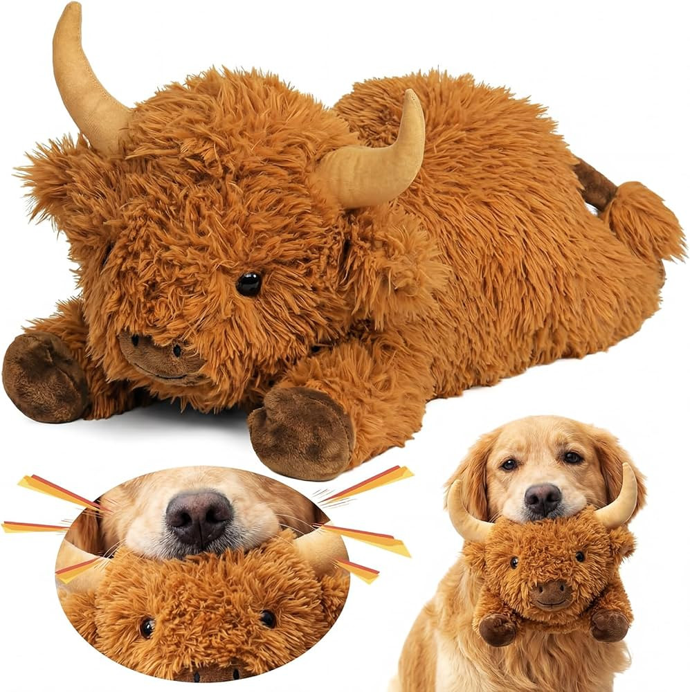 Seenelling Squeaky Dog Toys, Highland Cow Dog Toys for Small Medium Dogs Chew Stuffed Push Toy Pu... | Amazon (US)