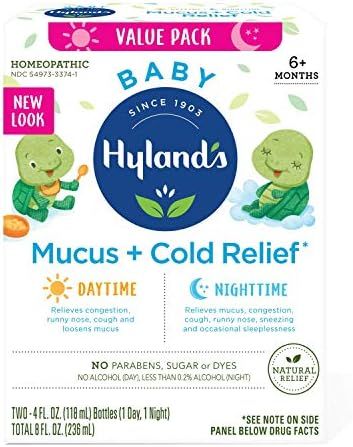 Infant and Baby Cold Medicine, Hyland's Baby Mucus + Cold Relief, Day & Night Value Pack, Deconge... | Amazon (US)