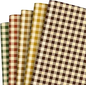 Whaline 10 Sheet Fall Gift Wrapping Paper 5 Colors Buffalo Plaids Printed Wrapping Sheet Autumn T... | Amazon (US)