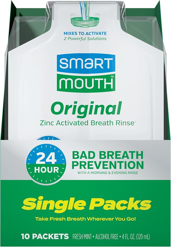 SmartMouth Original Zinc Activated Mouthwash Single Packs - Disposable Mouthwash Packets for Fres... | Amazon (US)