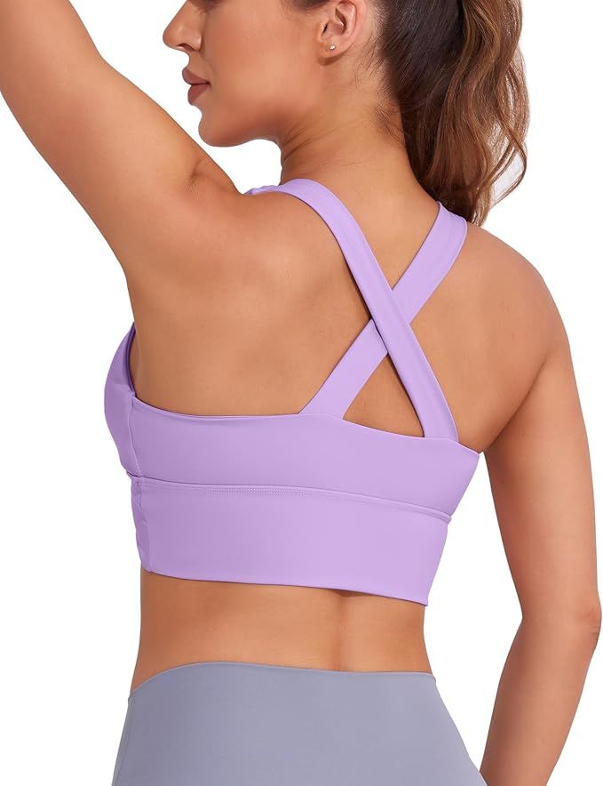 MELYUM Longline Sports Bra for Women High Support Workout Tops Strappy Yoga Bras Crop Tank Camiso... | Amazon (US)