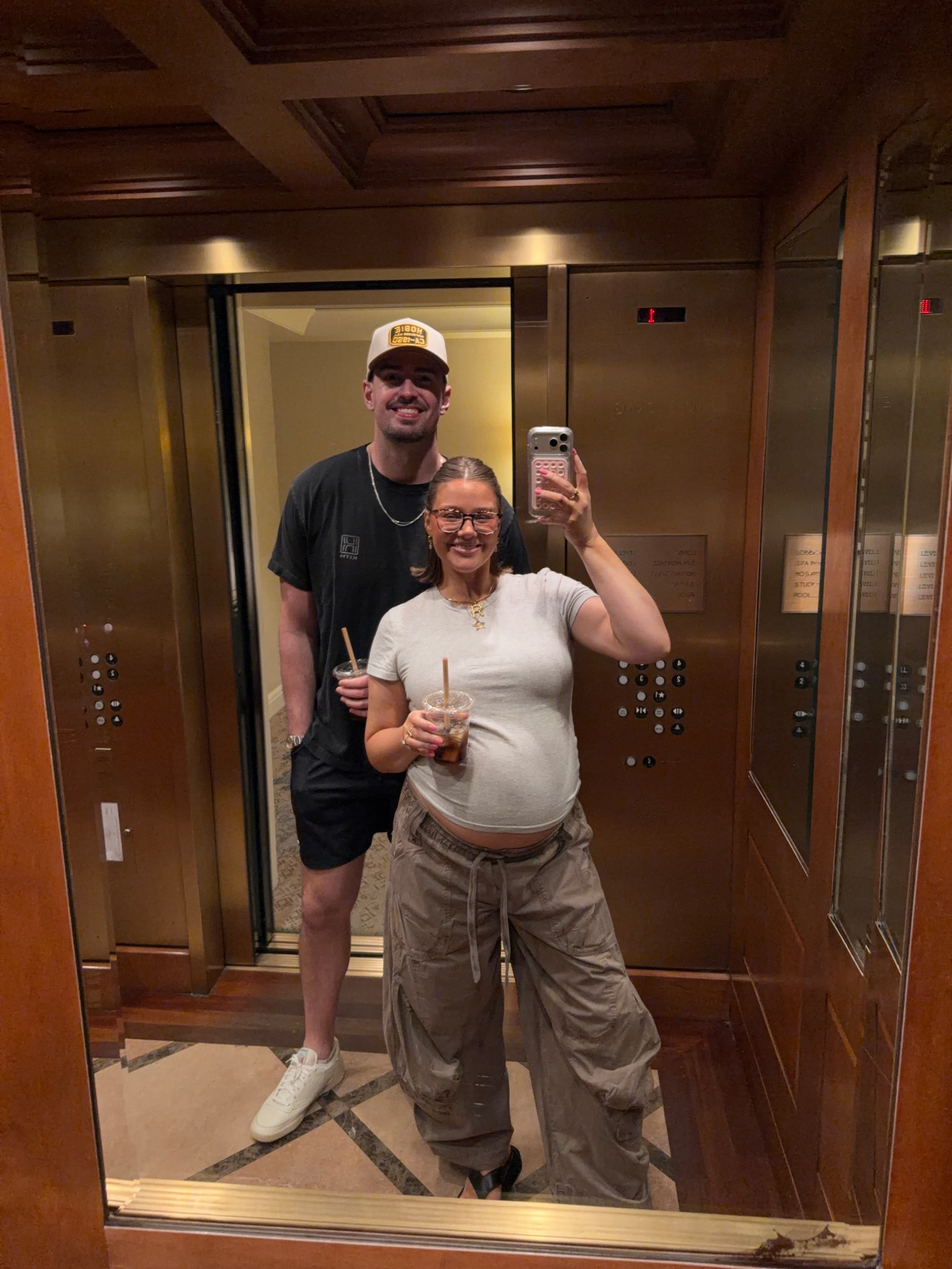 Size L in Abercrombie tee I love the stretch and length of this one it’s so soft and cozy. Sized up one for pregnancy. Free people pants size L the BEST fit super stretchy and comfortable I love the slouchy cargo look. Drawstring waist. 

#pregnant #abercrombie #pregnancystyle #freepeople 

#LTKBump