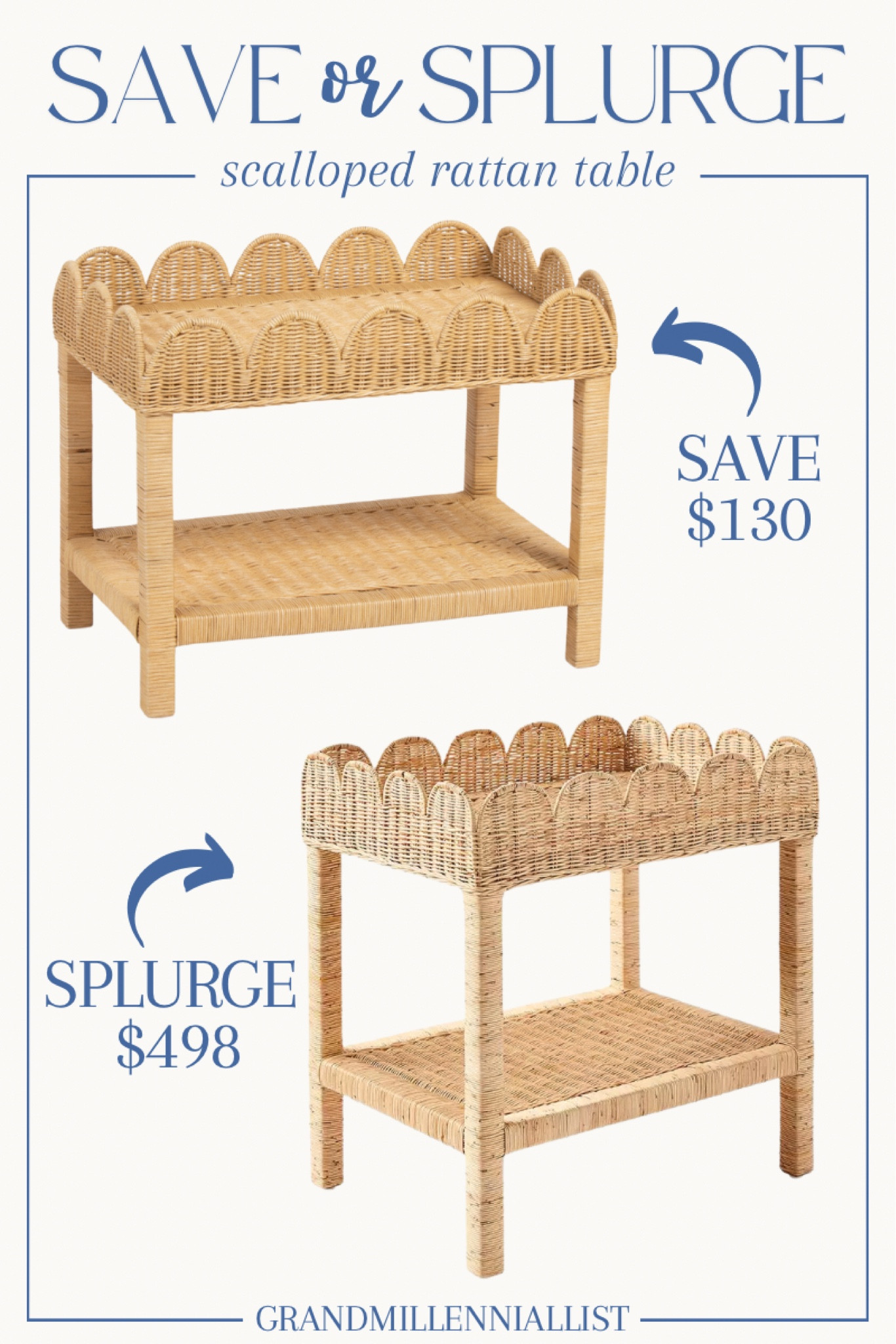 Save or Splurge? Scalloped rattan side tables - Grandmillennial home decor - Classic home decor 
Serena & Lily vs. TJ Maxx Marshalls

#LTKHome #LTKStyleTip #LTKSeasonal