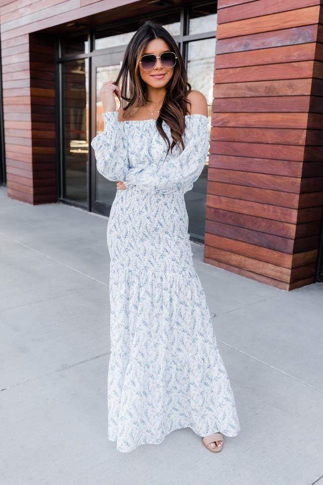A Forever Vacation Blue Floral Maxi Dress | The Pink Lily Boutique
