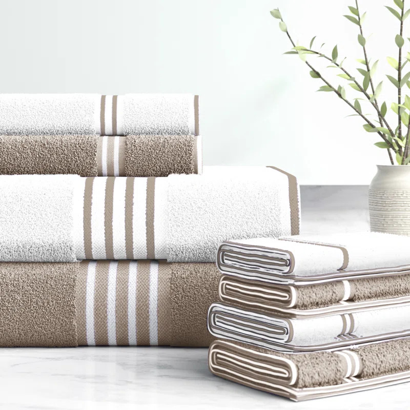 8-Piece Towel Set - Cotton Bathroom Accessories with 2 Bath Towels, 2 Hand Towels, 2 Washcloths, ... | Wayfair North America