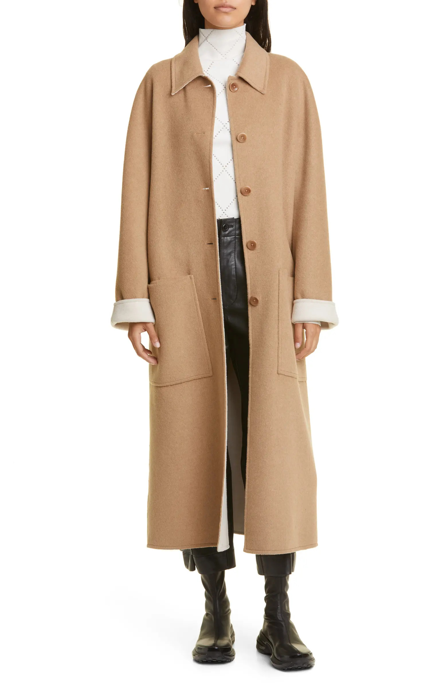 Melton Double Face Reversible Wool Blend Coat | Nordstrom