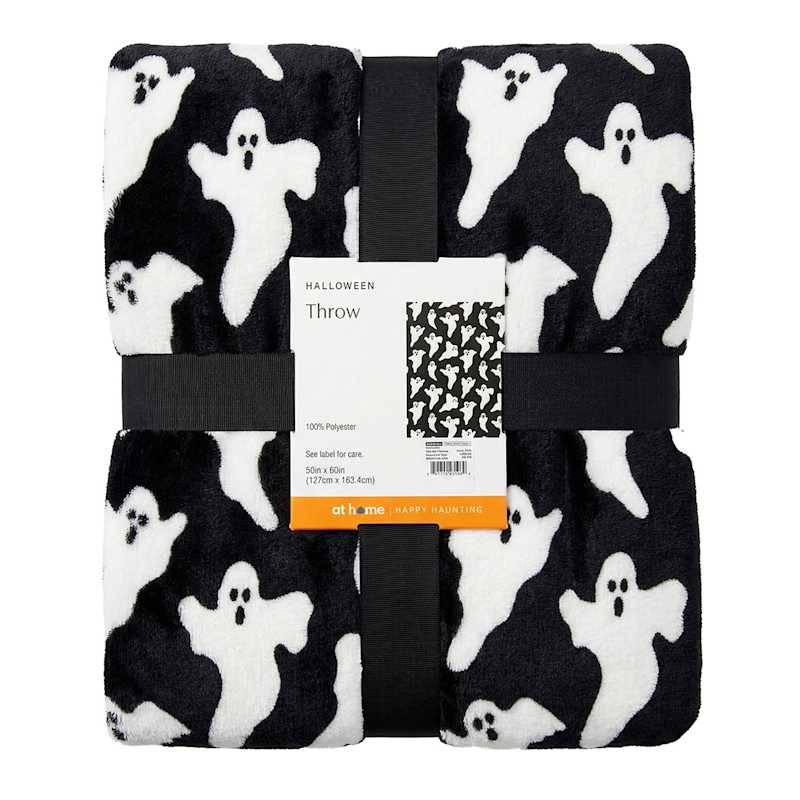 Simple Ghost Black & White Throw Blanket, 50x60 | At Home