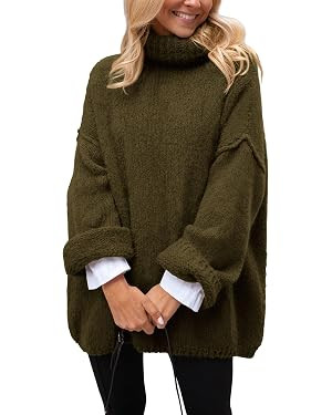 PRETTYGARDEN Women's Knit Oversized Sweater Fall Fashion 2024 Casual Long Sleeve Turtleneck Loose... | Amazon (US)