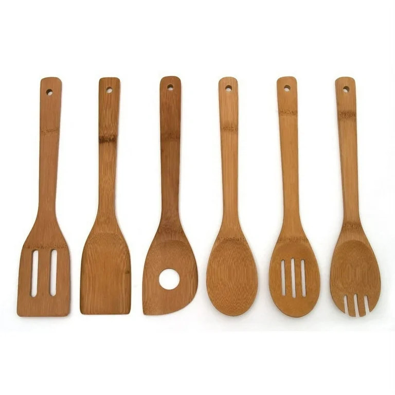 6 Pcs Bamboo Spoon Spatula Mixing Set Utensil Kitchen Wooden Cooking Tool - Walmart.com | Walmart (US)