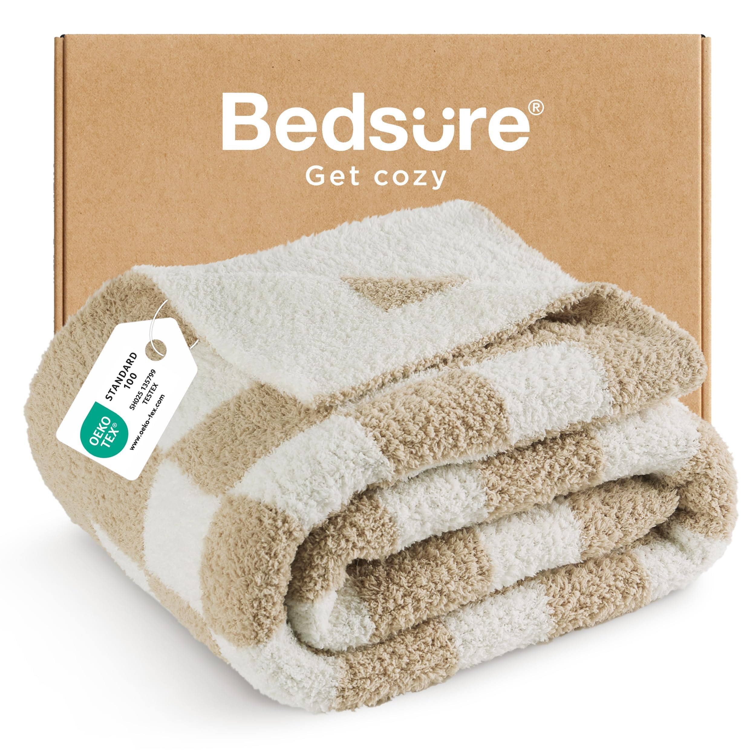 Bedsure Throw Blanket for Couch Bed Sofa - Super Soft, Beige, Checkered Throw Blanket, GentleSoft... | Amazon (US)