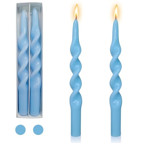 Blue Candlesticks Spiral Taper Candle - Set of 2 Cute Candle Sticks 10 Inch Long Tapered Candles ... | Amazon (US)