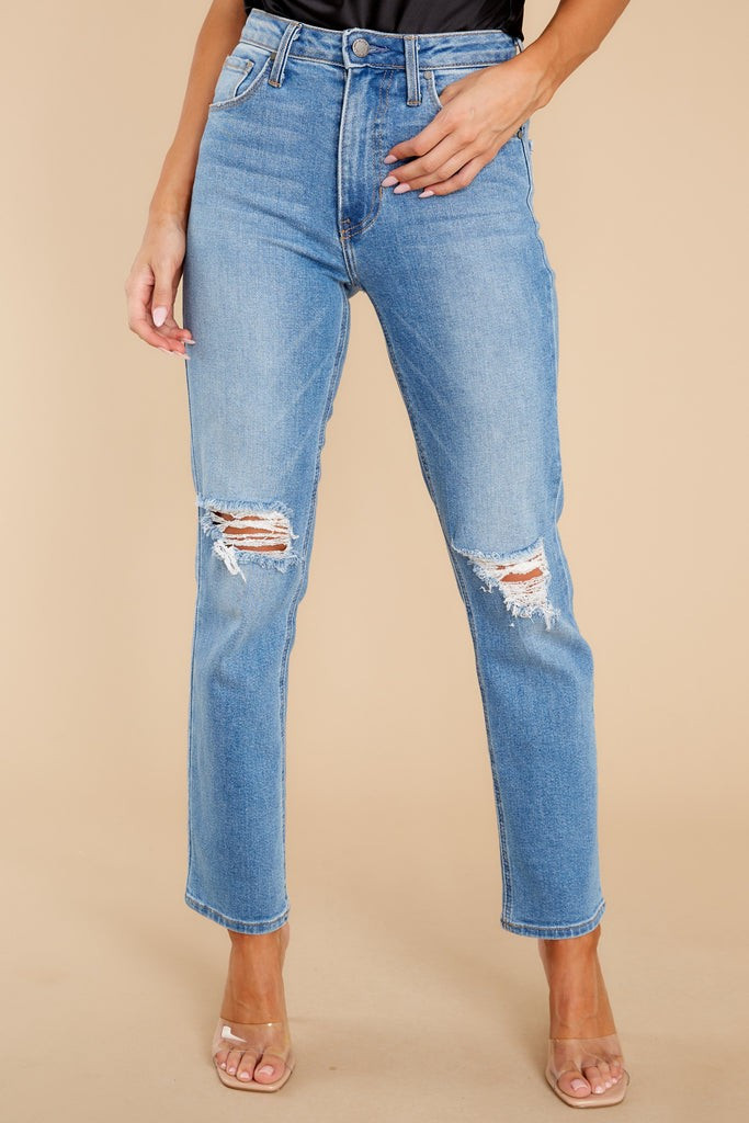 All Of Me Light Wash Distressed Straight Jeans | Red Dress 