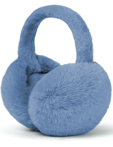 Buauty Ear Muffs Winter Women Men Kids Girls Earmuffs for Women Winter Accessories Ear Covers Cold Weather Running Ear Warmers Headband White Black Cute Fluffy Fuzzy Adjustable Faux Fur Ladies - Blue | Amazon (US)