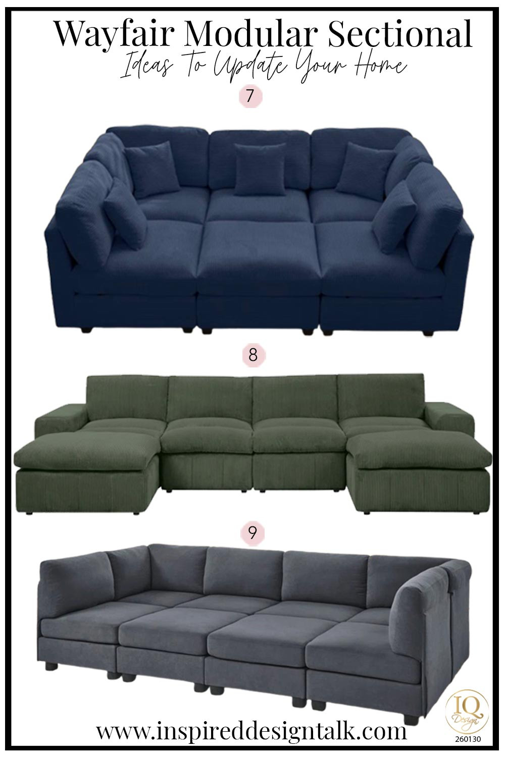 Wayfair modular sectional ideas for your living room, basement, family room, or kids' room. Choose from velvet sectionals, chenille sofa, corduroy couch, and faux velvet pit sectional. navy, green and grey sofas 

 #LTKmomlife #LTKOver40 #LTKHome